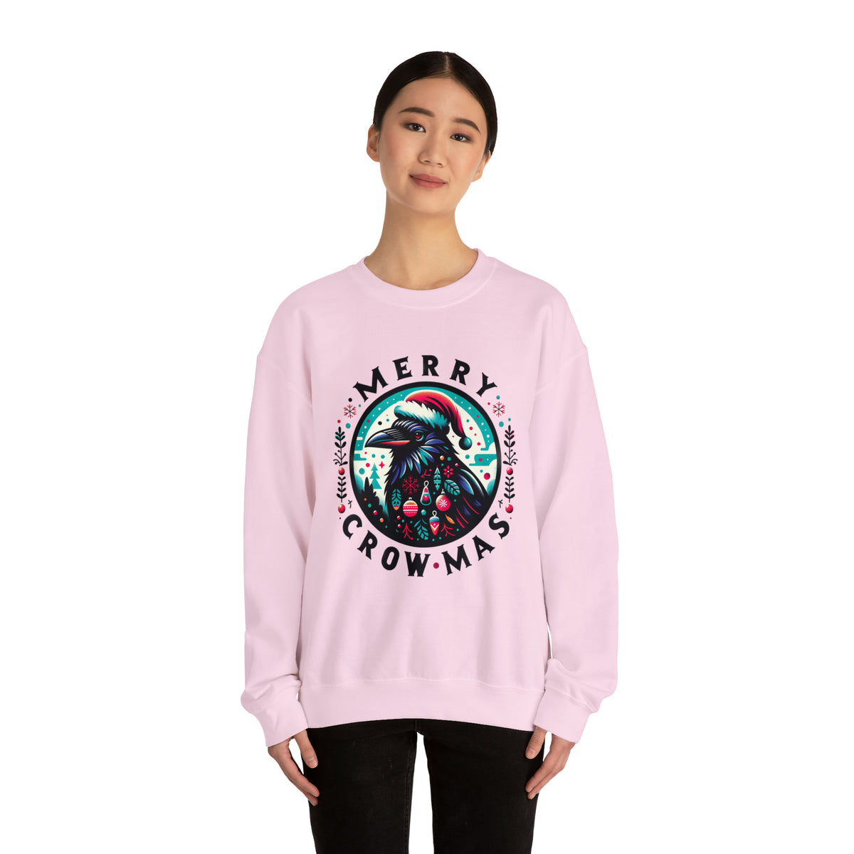 Merry Crowmas Christmas Crow Shirt | Animal Lover Crow Gift  | Unisex Crewneck Sweatshirt