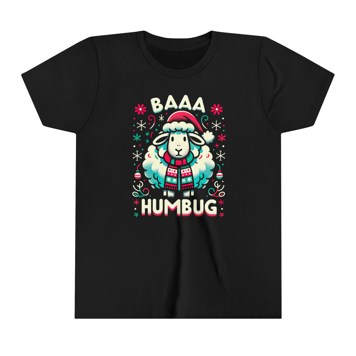 Baaa Humbug Cute Sheep Christmas Shirt | Funny Bah Humbug Christmas Gift | Youth Jersey T-shirt