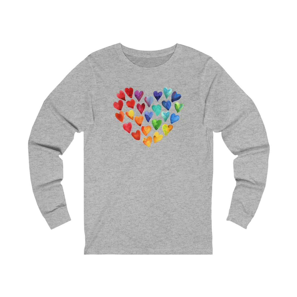 Watercolor Art Hearts Love Aesthetic Shirt | Valentine's Day Gift | Unisex Jersey Long Sleeve T-shirt