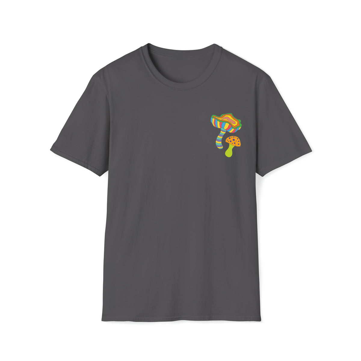 Magic Mushroom Neon Fantasy Pocket Tee Shirt | Mushroom Gift | Unisex Softstyle T-Shirt