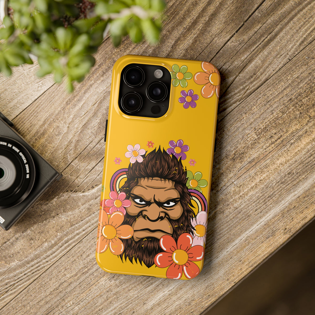 Retro 70s Floral Bigfoot iPhone Case 15 14 13 12 11 | Bigfoot Lover Gift | Tough Phone Case