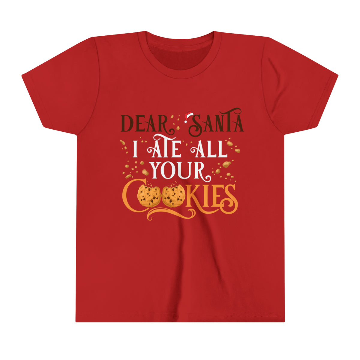 Santa Letter Tee | Cookies For Santa Shirt | Dear Santa Christmas Cookies Shirt | Youth Short Sleeve Tee
