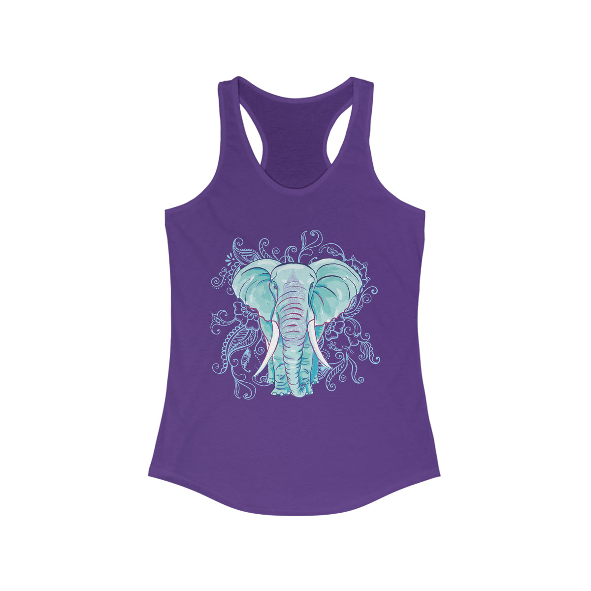 Indian Mandala Watercolor Art Elephant Shirt | Mandala Elephant Gift | Women's Ideal Racerback Tank