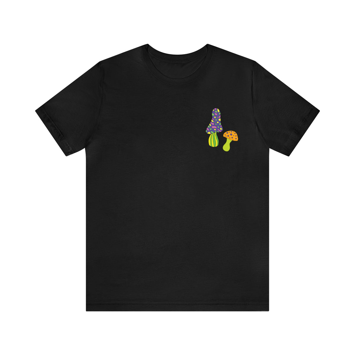 Magic Mushroom Neon Fantasy Pocket Tee Shirt | Mushroom Gift | Unisex Jersey T-shirt