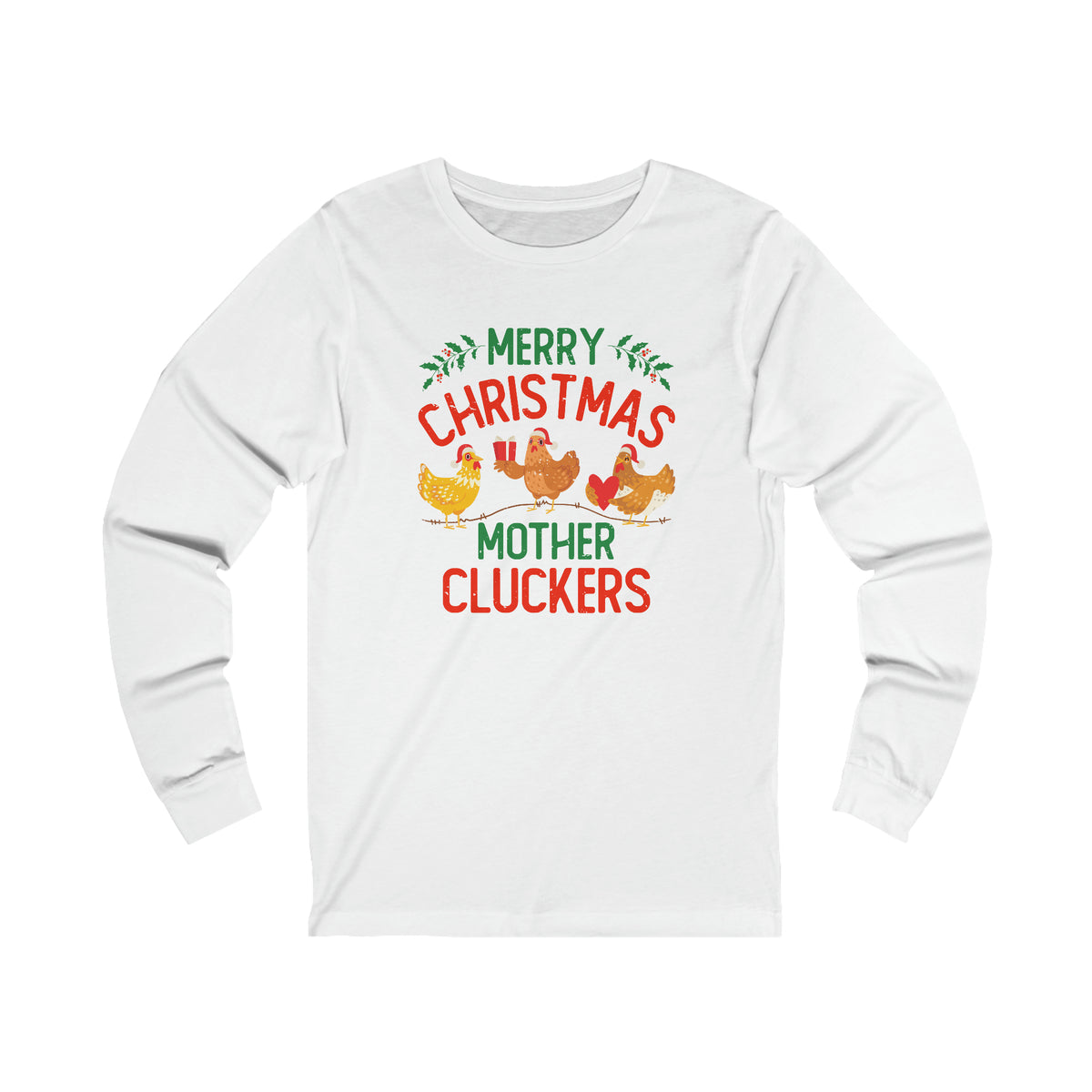 Funny Merry Christmas Chicken Shirt | Chicken Farmer Gift | Unisex Jersey Long Sleeve Tee