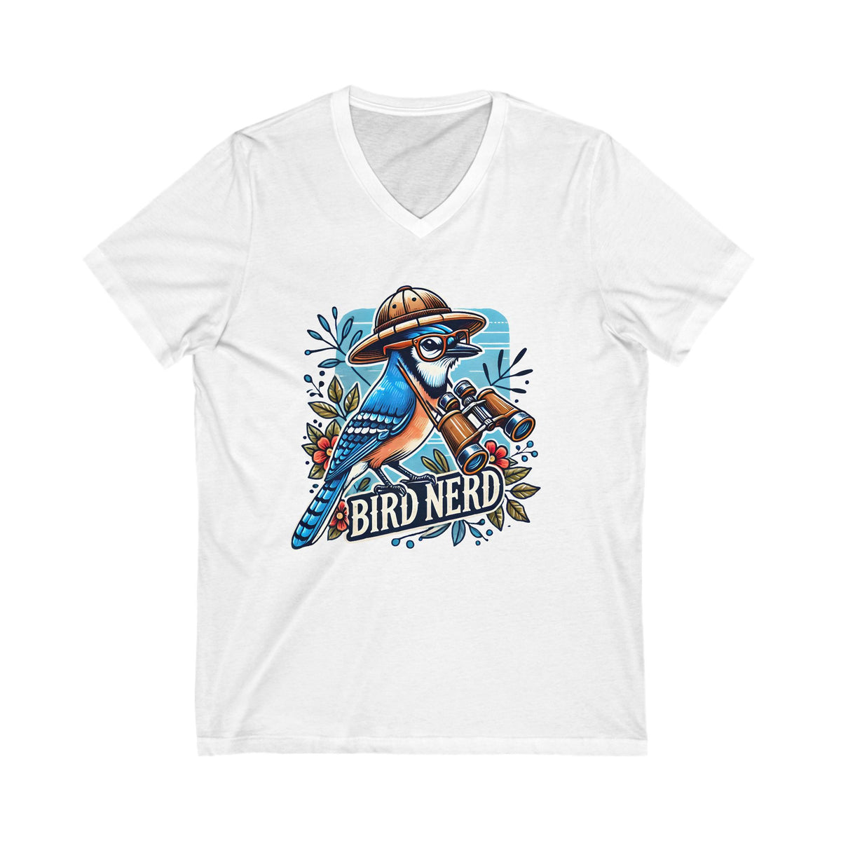 Funny Bird Nerd Blue Jay Shirt | Bird Watcher Shirt | Bird Watching Gift | Ornithology Shirt | Cute Blue Jay Gift | Unisex V-neck T-shirt