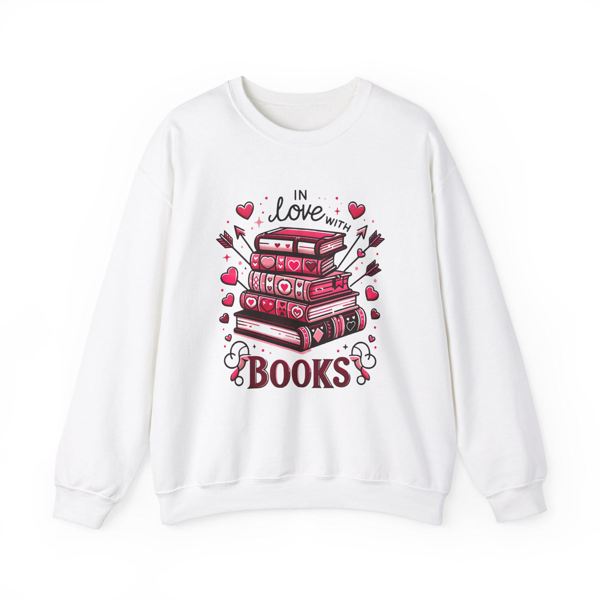 In Love With Books Valentines Sweatshirt | Cute Book Lover Shirt | Valentine Gift For Her | Unisex Crewneck Sweatshirt