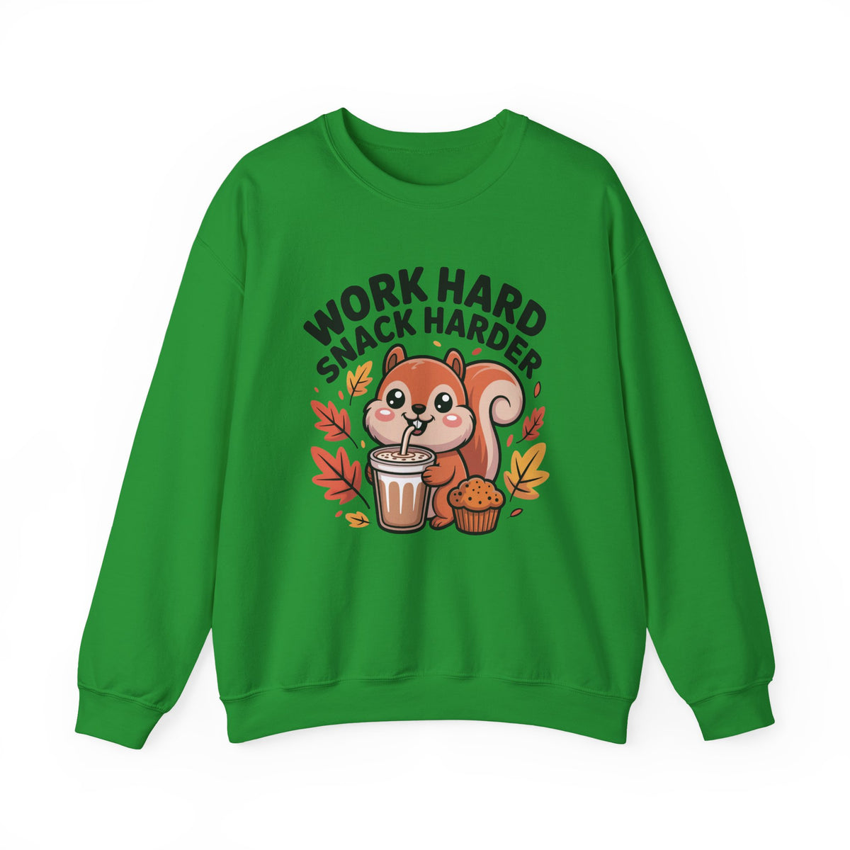 Work Hard Snack Harder Fall Chai Latte Shirt | Funny Squirrel Shirt | Unisex Crewneck Sweatshirt