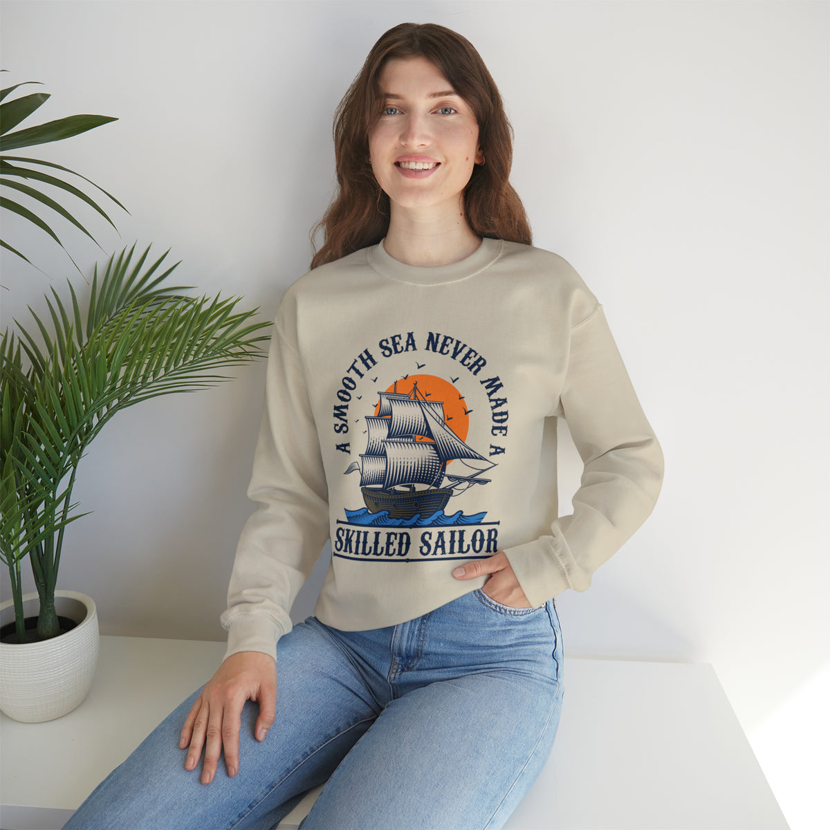 Smooth Seas School Psychology Shirt | Ocean Lover Sailor Shirt | Motivational Gift |  Unisex Crewneck Sweatshirt