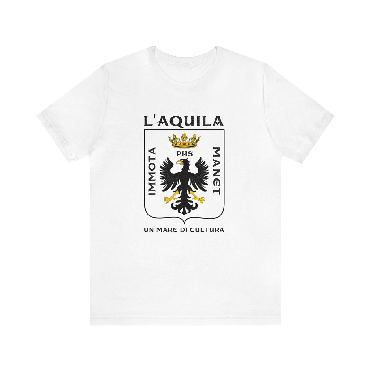 L'Aquila Italy Coat of Arms Shirt | Abruzzo Italian Travel Lover Gift || Bella Canvas Unisex Jersey T-shirt