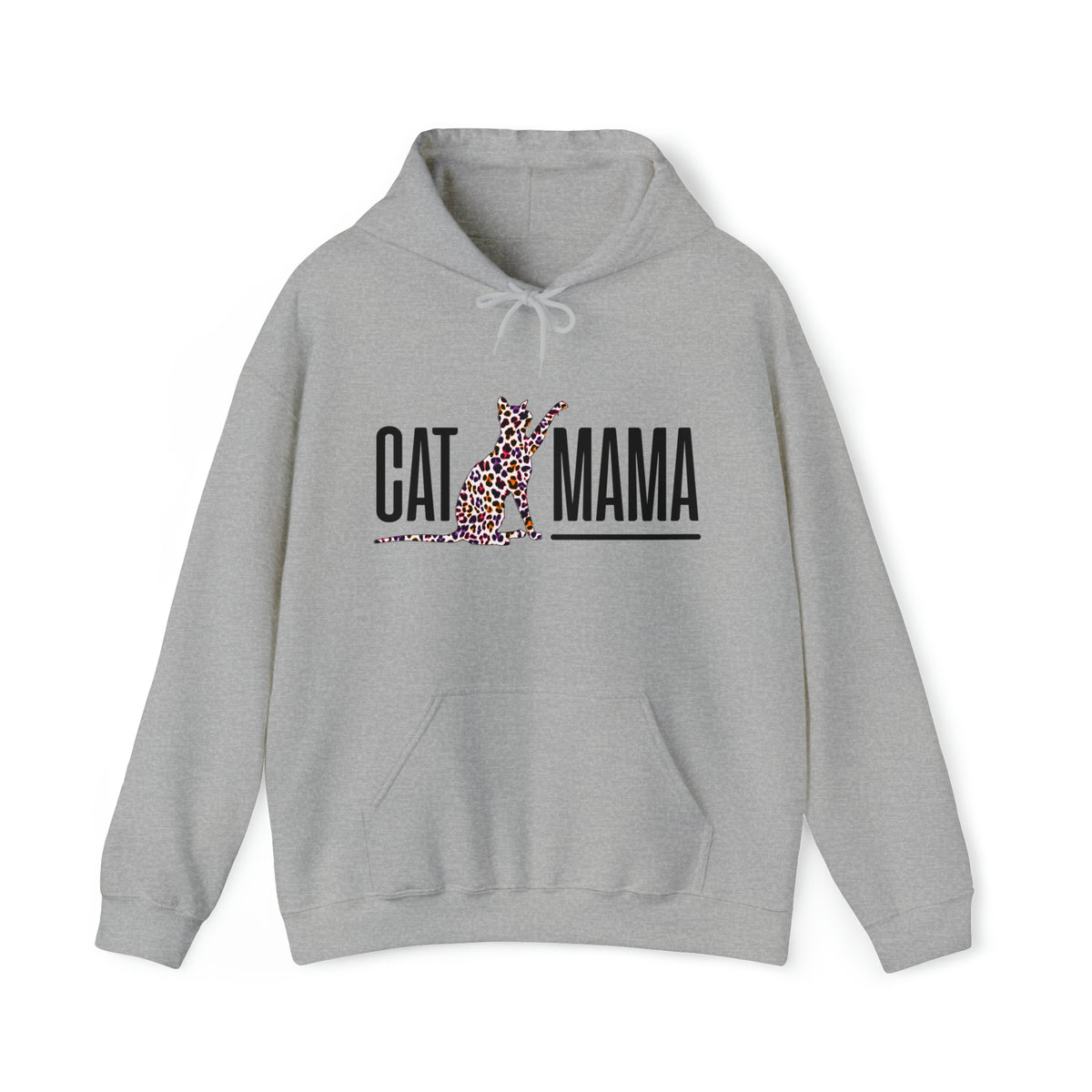 Cat Mama Leopard Print Mother's Day Shirt | Unisex Hooded Sweatshirt