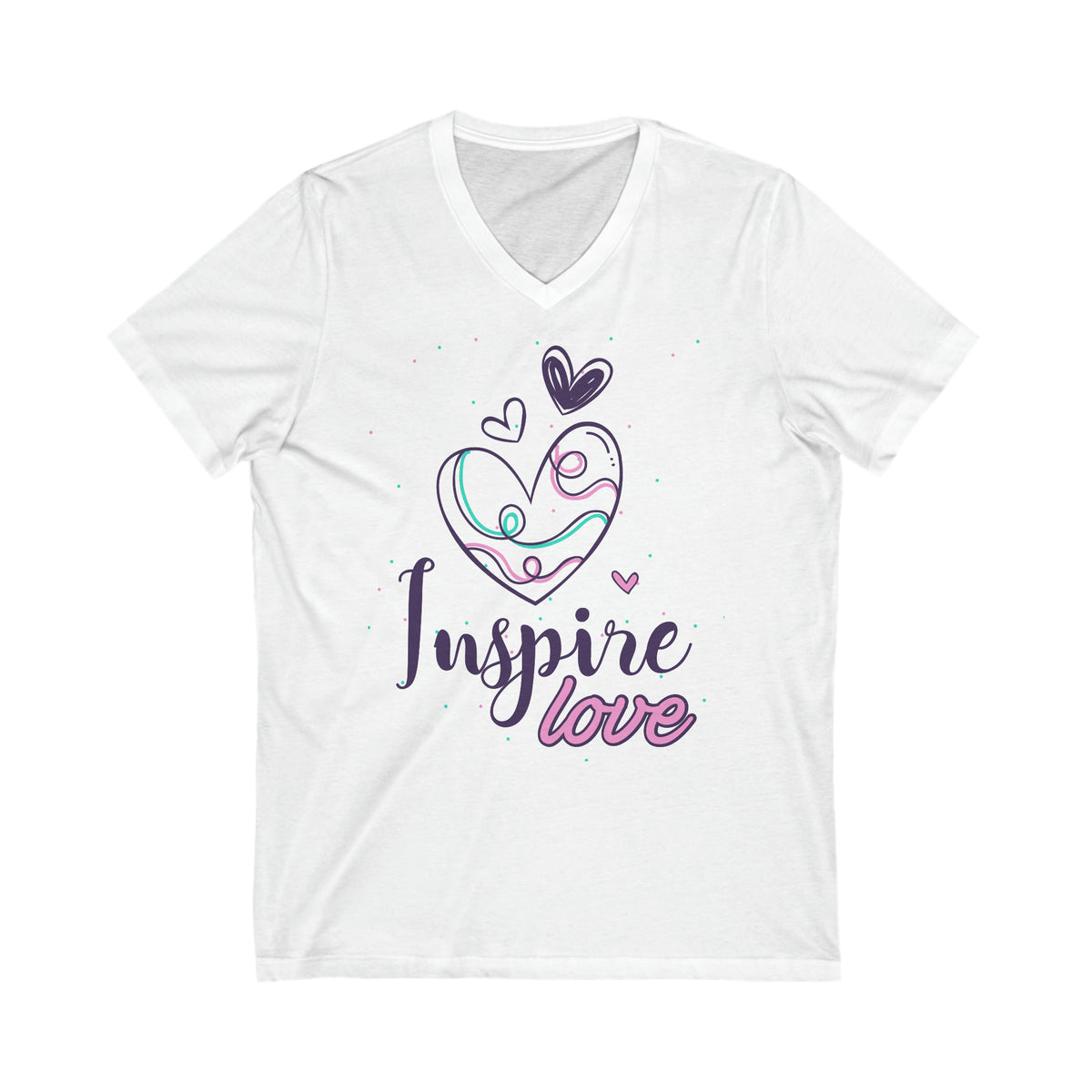 Inspire Love Motivational Aesthetic Shirt | Valentine's Day Gift  | Unisex Jersey V-neck T-shirt