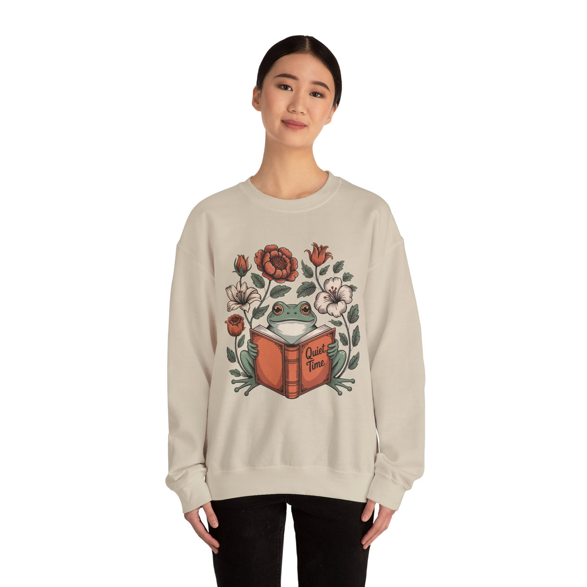Cute Frog Bookish Shirt | William Morris Boho Reading Shirt | Unisex Crewneck Sweatshirt