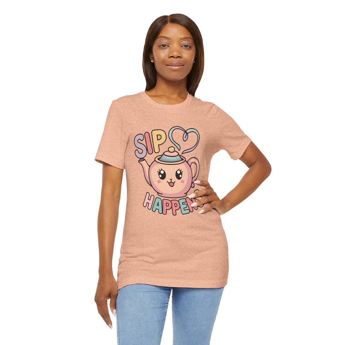 Sip Happens Kawaii Tea Shirt | Tea Lover Shirt | Unisex Jersey T-shirt