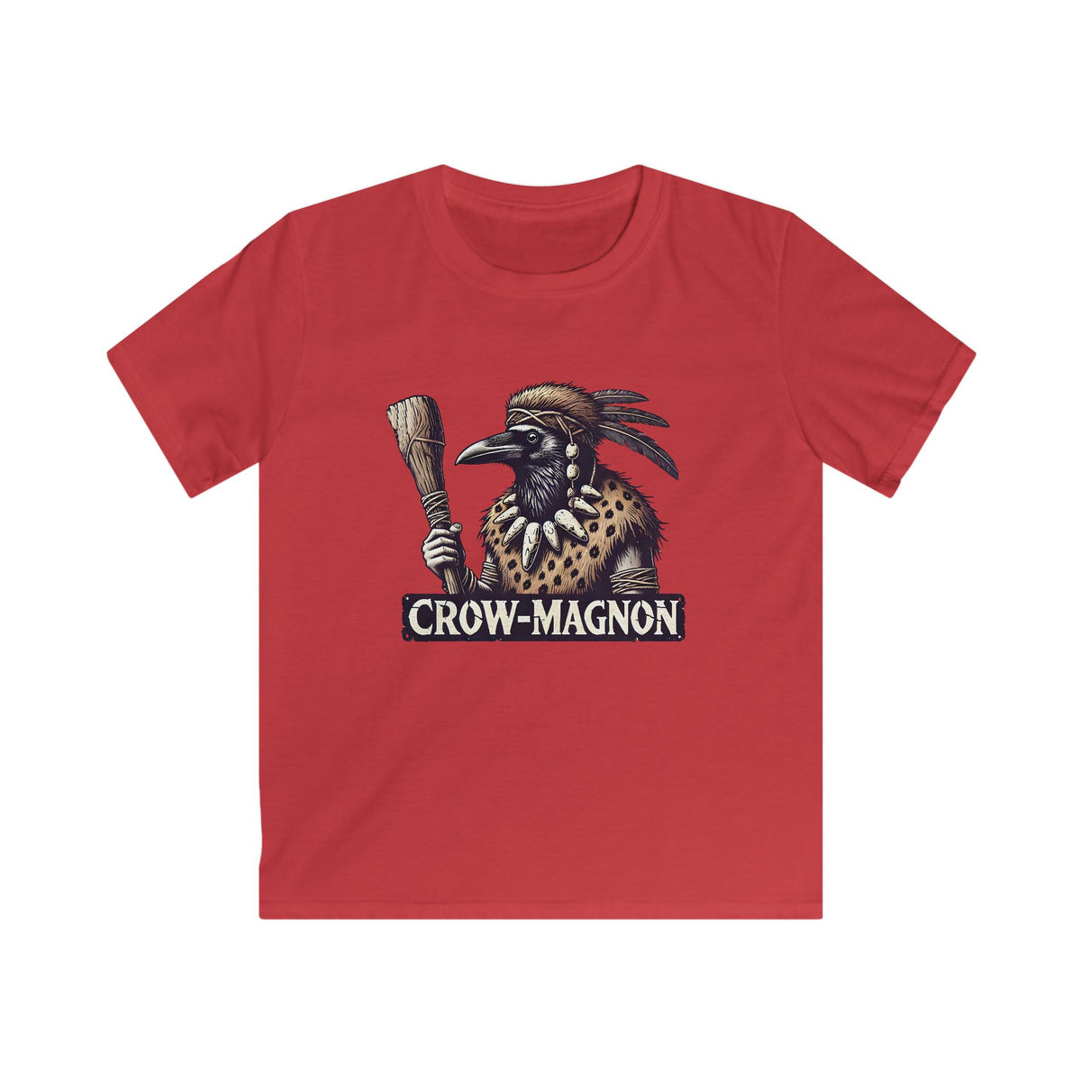 Crow-magnon Funny  Caveman Crow Meme Shirt | Funny Corvid Bird Shirt | Crow Art Bird Lover Gift | Kids Soft Style Tee