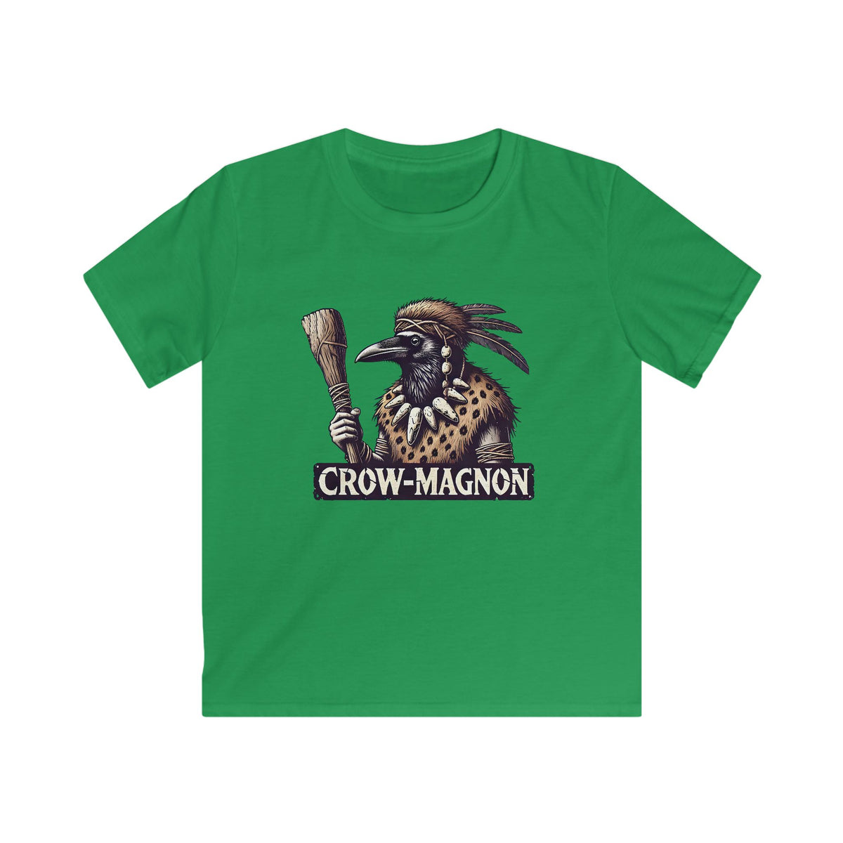 Crow-magnon Funny  Caveman Crow Meme Shirt | Funny Corvid Bird Shirt | Crow Art Bird Lover Gift | Kids Soft Style Tee