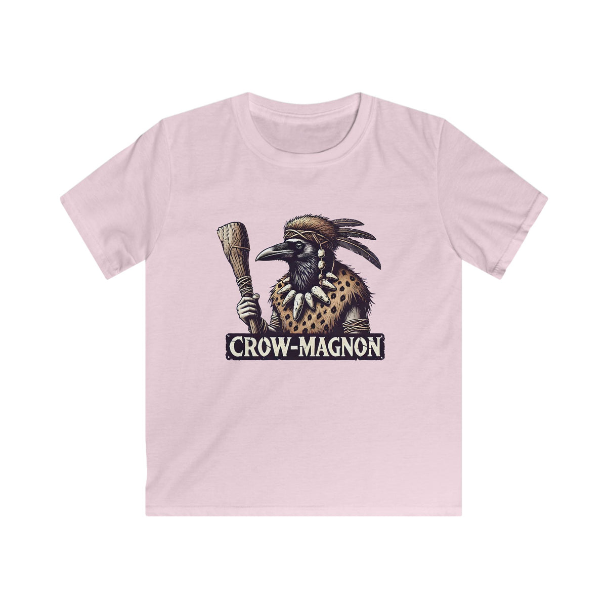Crow-magnon Funny  Caveman Crow Meme Shirt | Funny Corvid Bird Shirt | Crow Art Bird Lover Gift | Kids Soft Style Tee