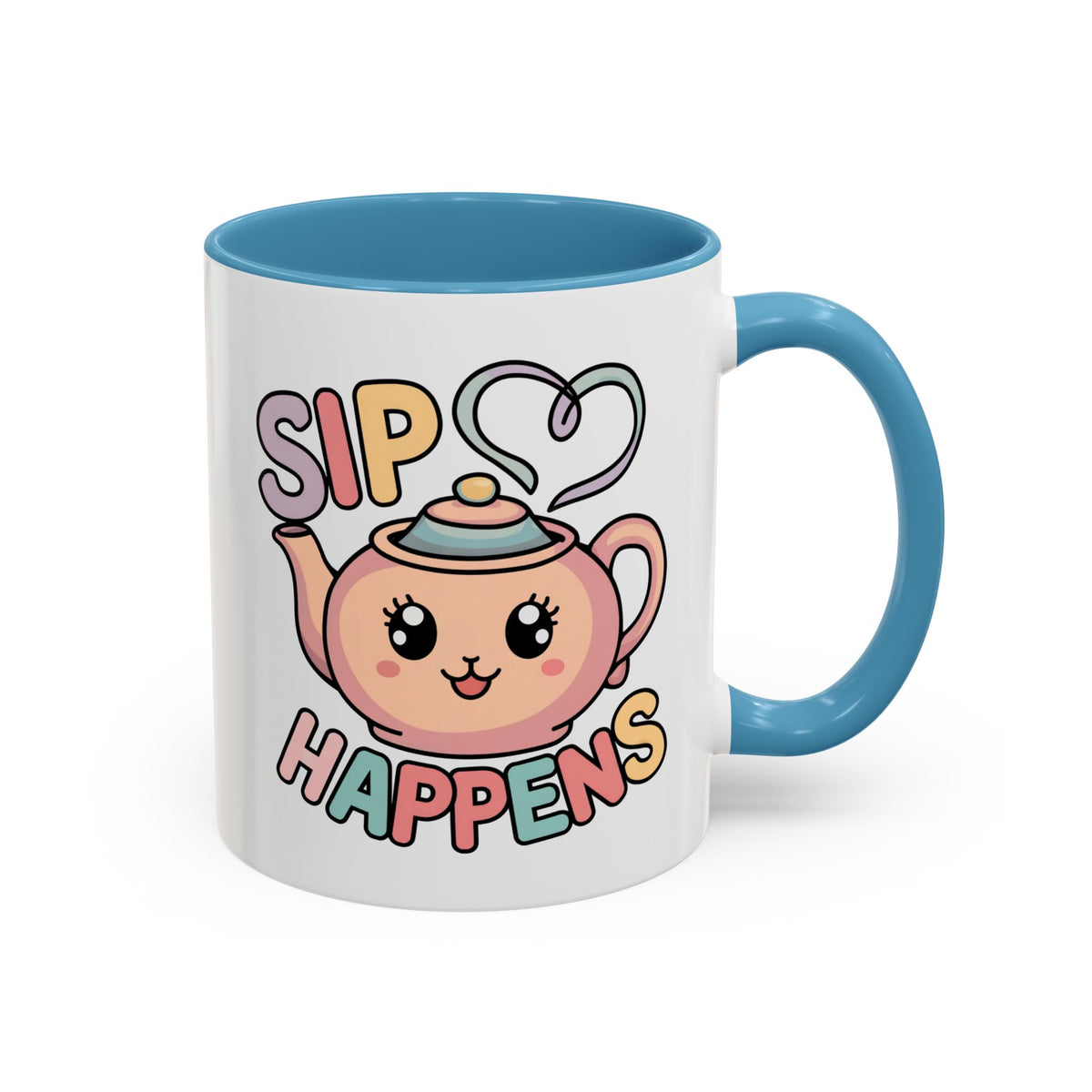 Sip Happens Karaii Tea Coffee Mug | Tea Lover Coffee Cup | 11 oz. Accent Colors Ceramic Coffee Mug