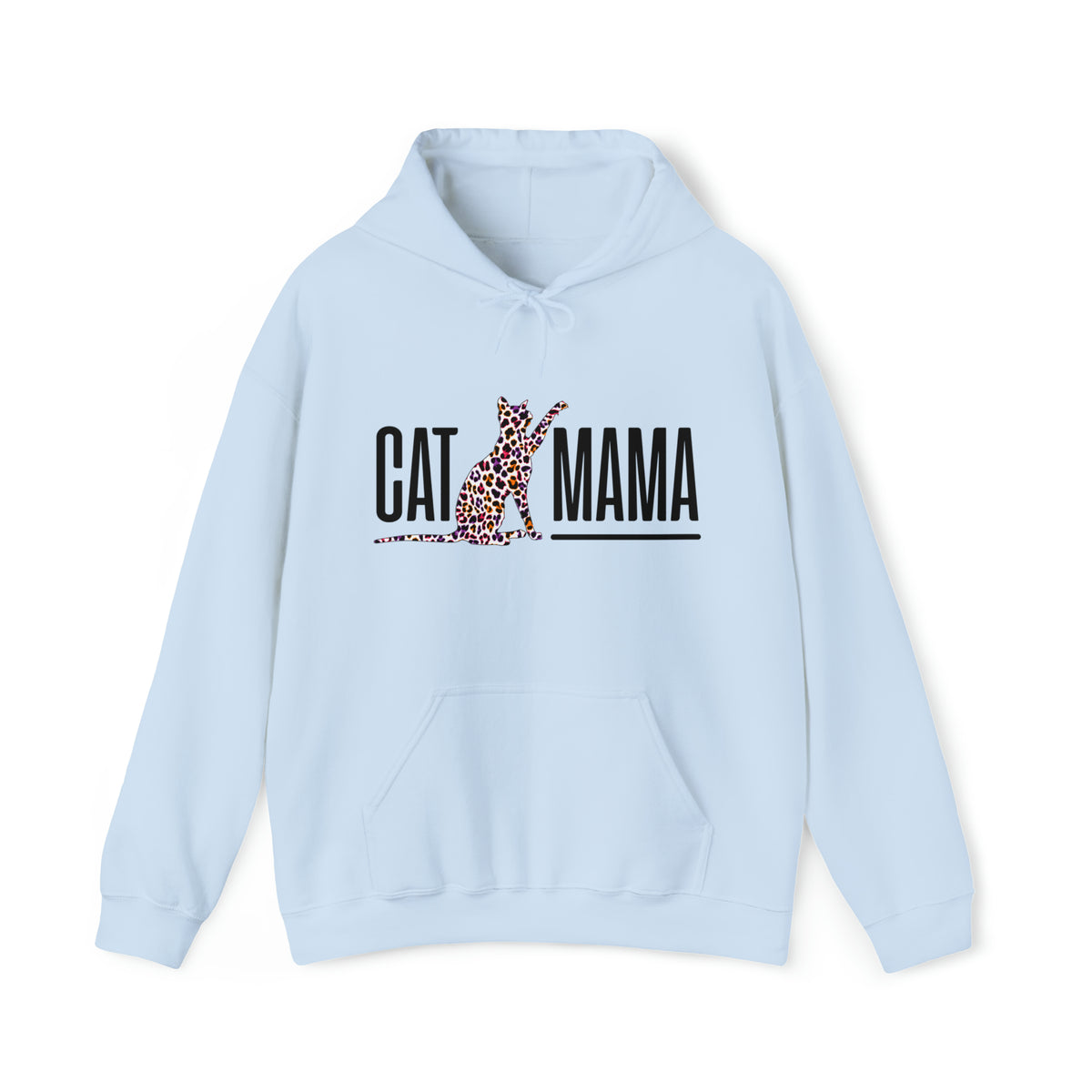 Cat Mama Leopard Print Mother's Day Shirt | Unisex Hooded Sweatshirt