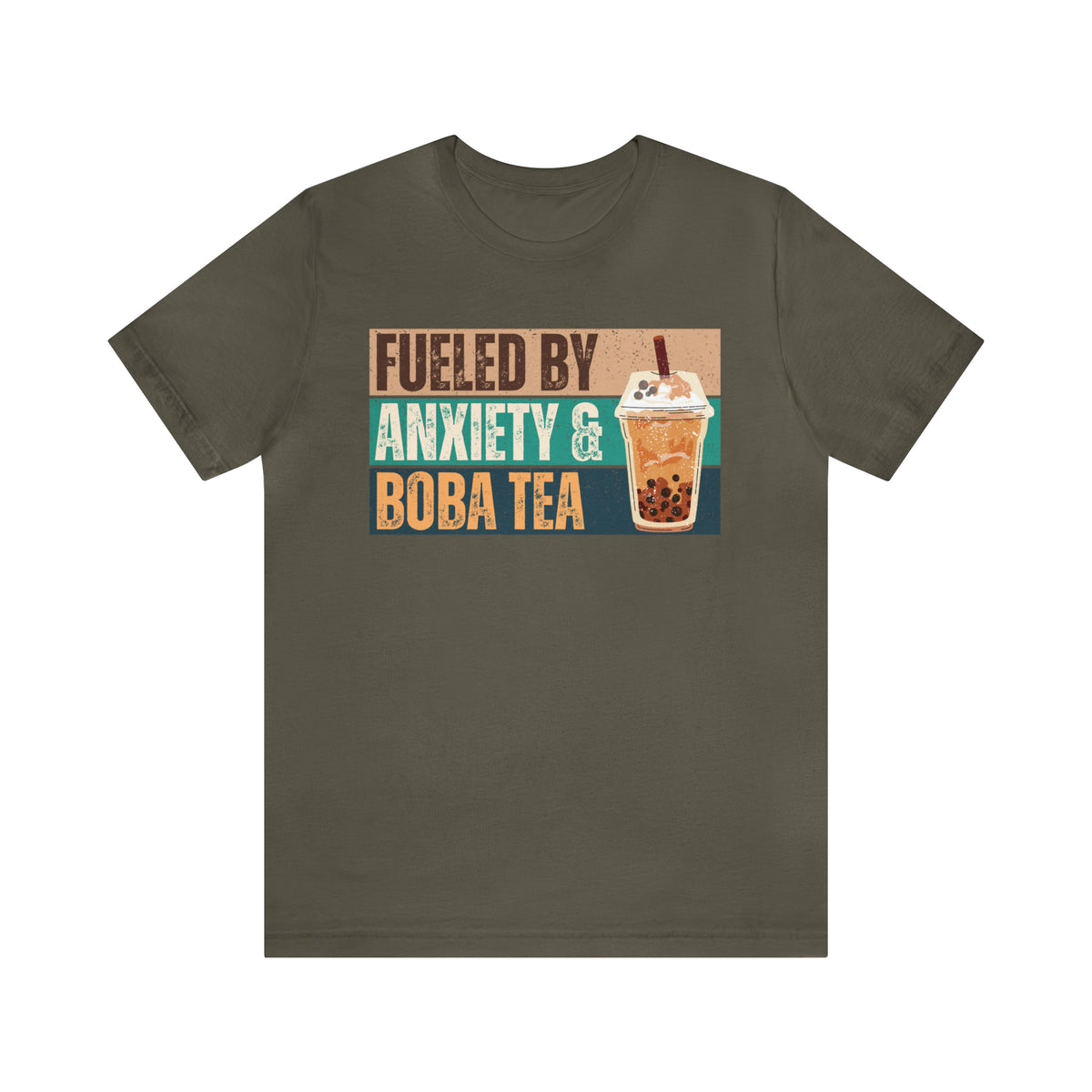 Funny Boba Tea Shirt | Fueled by Anxiety Shirt | Bubble Tea Lover Gift | Unisex Jersey T-shirt