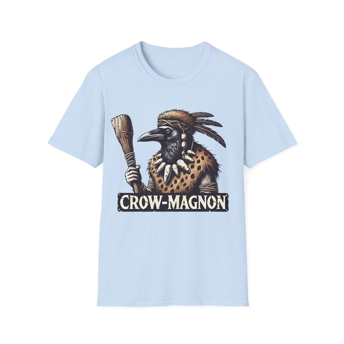Crow-magnon Funny  Caveman Crow Meme Shirt | Funny Corvid Bird Shirt | Crow Art Bird Lover Gift |  | Unisex Soft Style T-shirt