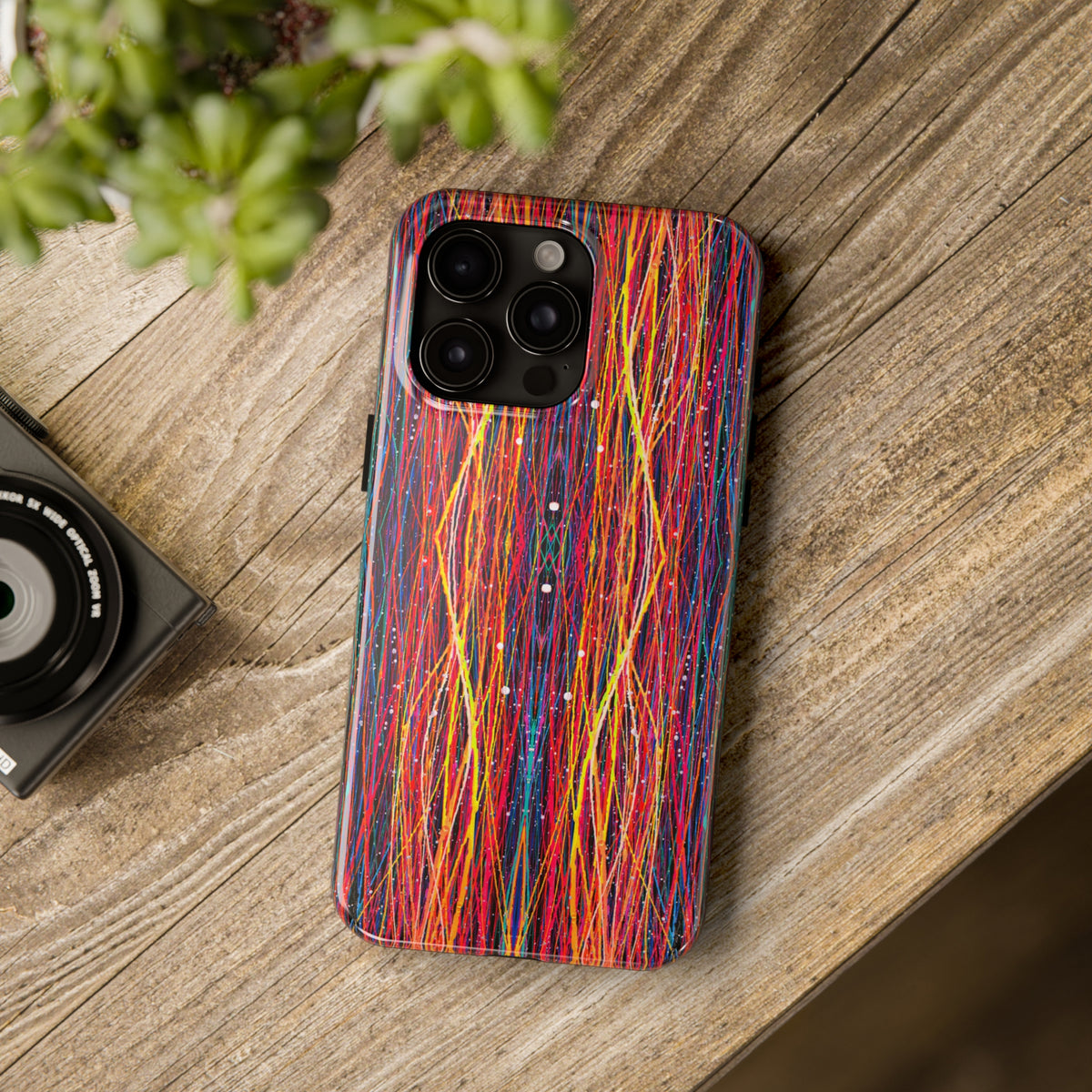 Fiber Optic Geometric iPhone 15 14 13 12 11 Case (all models) | Aesthetic Nerd Gift | Tough Phone Case