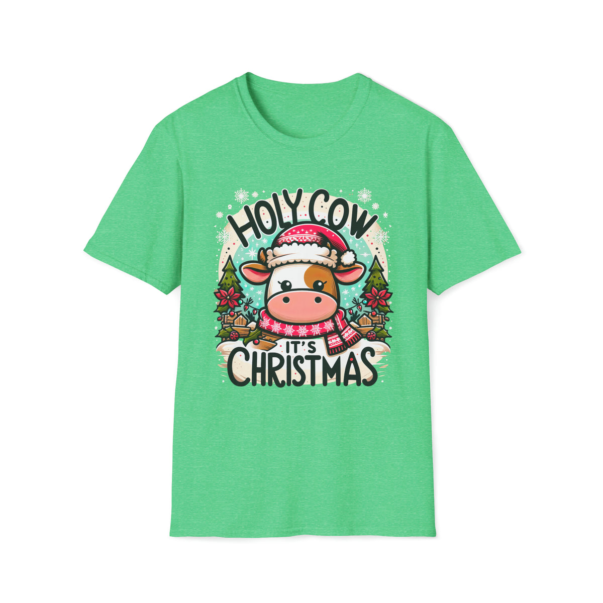 Holy Cow It's Christmas Shirt | Cute Cow Shirt | Farm Girl Gift | Cow Christmas Shirt |  Unisex Soft Style T-Shirt