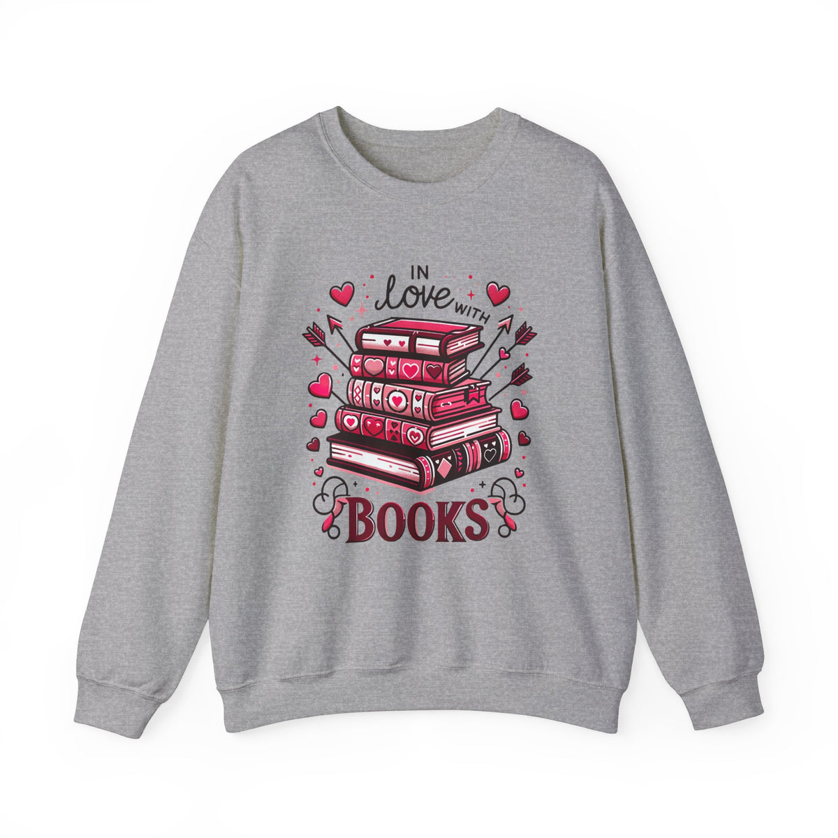 In Love With Books Valentines Sweatshirt | Cute Book Lover Shirt | Valentine Gift For Her | Unisex Crewneck Sweatshirt