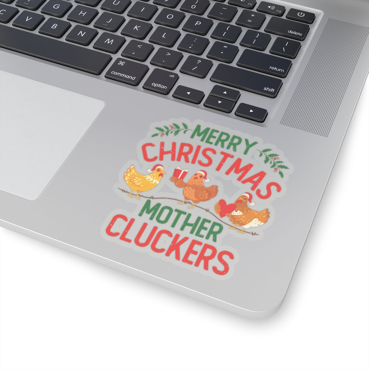 Funny Merry Christmas Chicken Vinyl Stickers | Chicken Farmer Gift  | Kiss-Cut Stickers