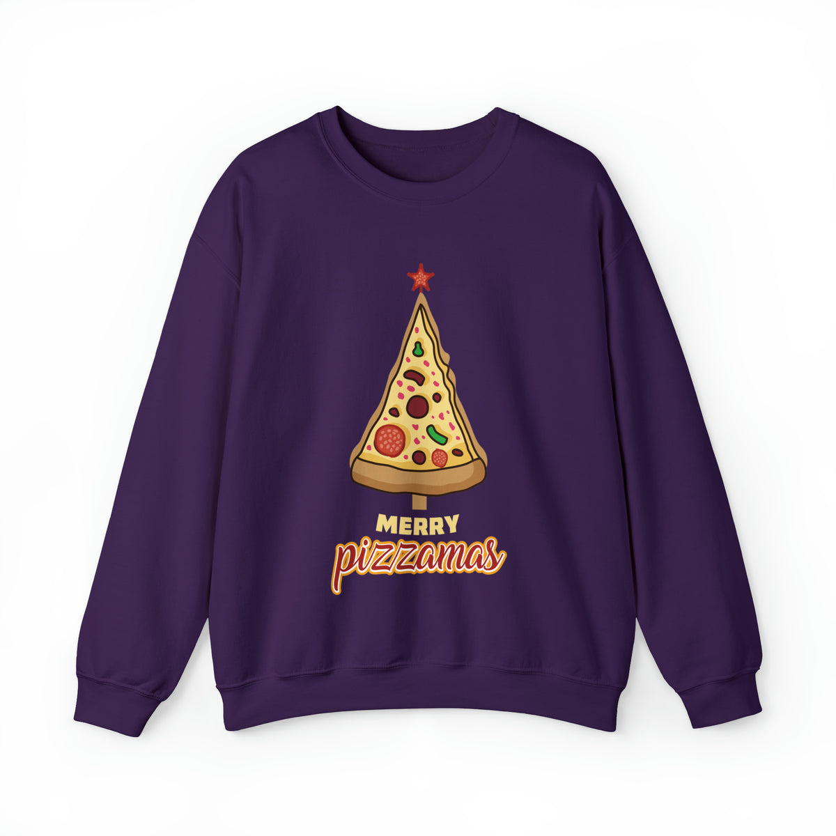 Merry Pizza Christmas Funny Shirt | Pizza Lover Gift | Unisex Heavy Blend Crewneck Sweatshirt