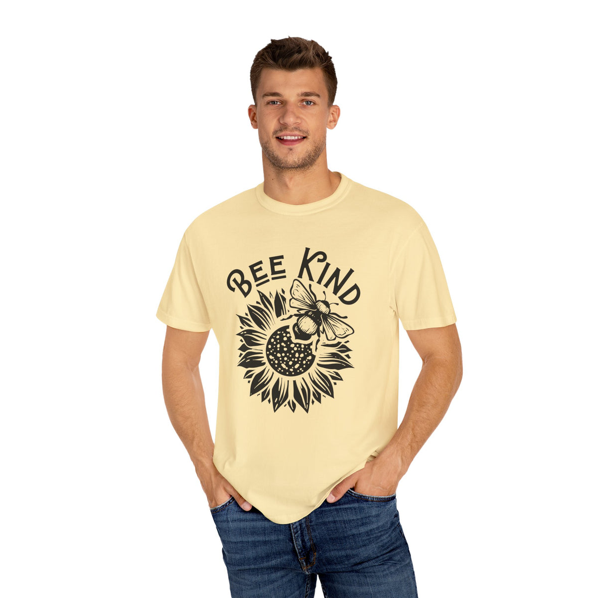 Be Kind Cute Bee Shirt | Bee Kind Sunflower Shirt | Nature Lover Gift for Her | Kindness Shirt | Unisex Garment-Dyed T-shirt
