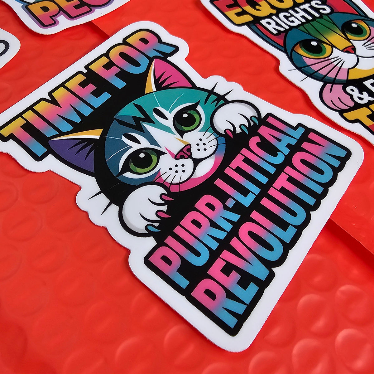 Anti Billionaire Progressive Cat Stickers | Vinyl Sticker Set