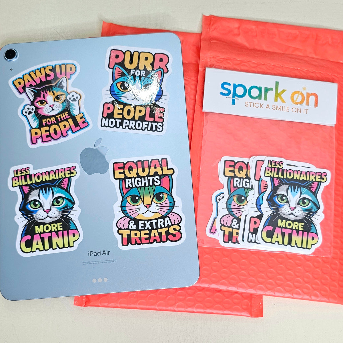 Anti Billionaire Progressive Cat Stickers | Anti Trump Stickers Set of 5 | Stocking Stuffers