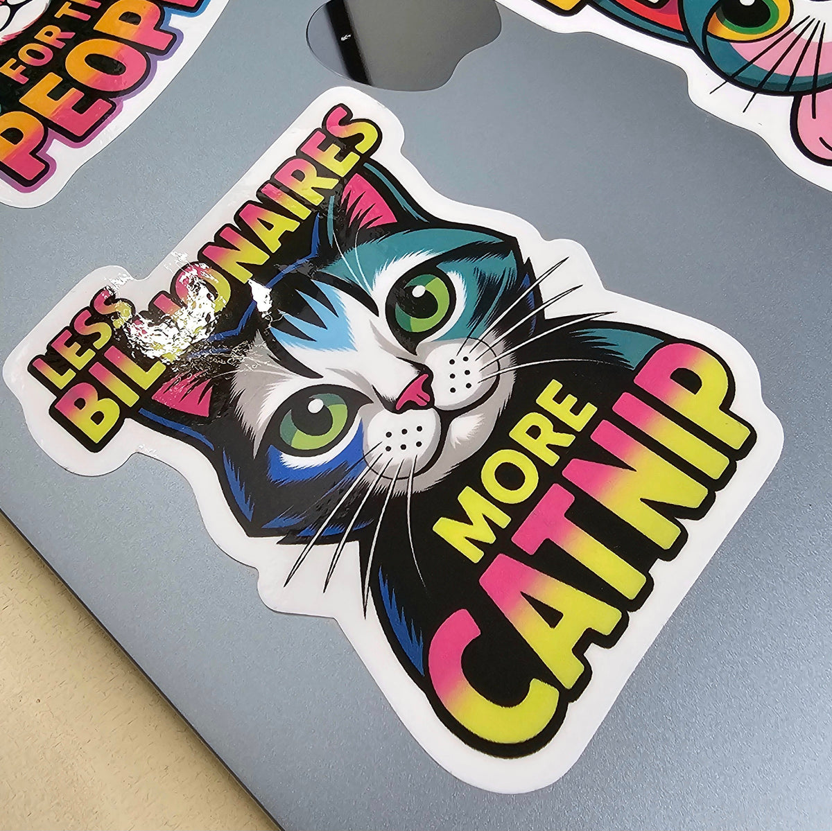 Anti Billionaire Progressive Cat Stickers | Anti Trump Stickers Set of 5 | Stocking Stuffers
