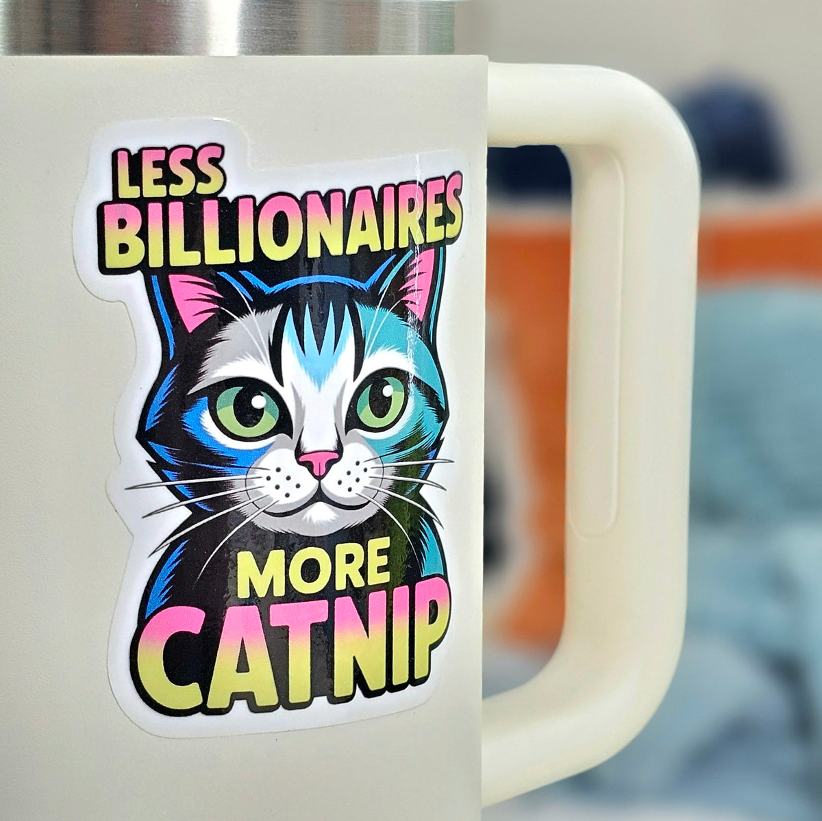 Anti Billionaire Progressive Cat Stickers | Anti Trump Stickers Set of 5 | Stocking Stuffers
