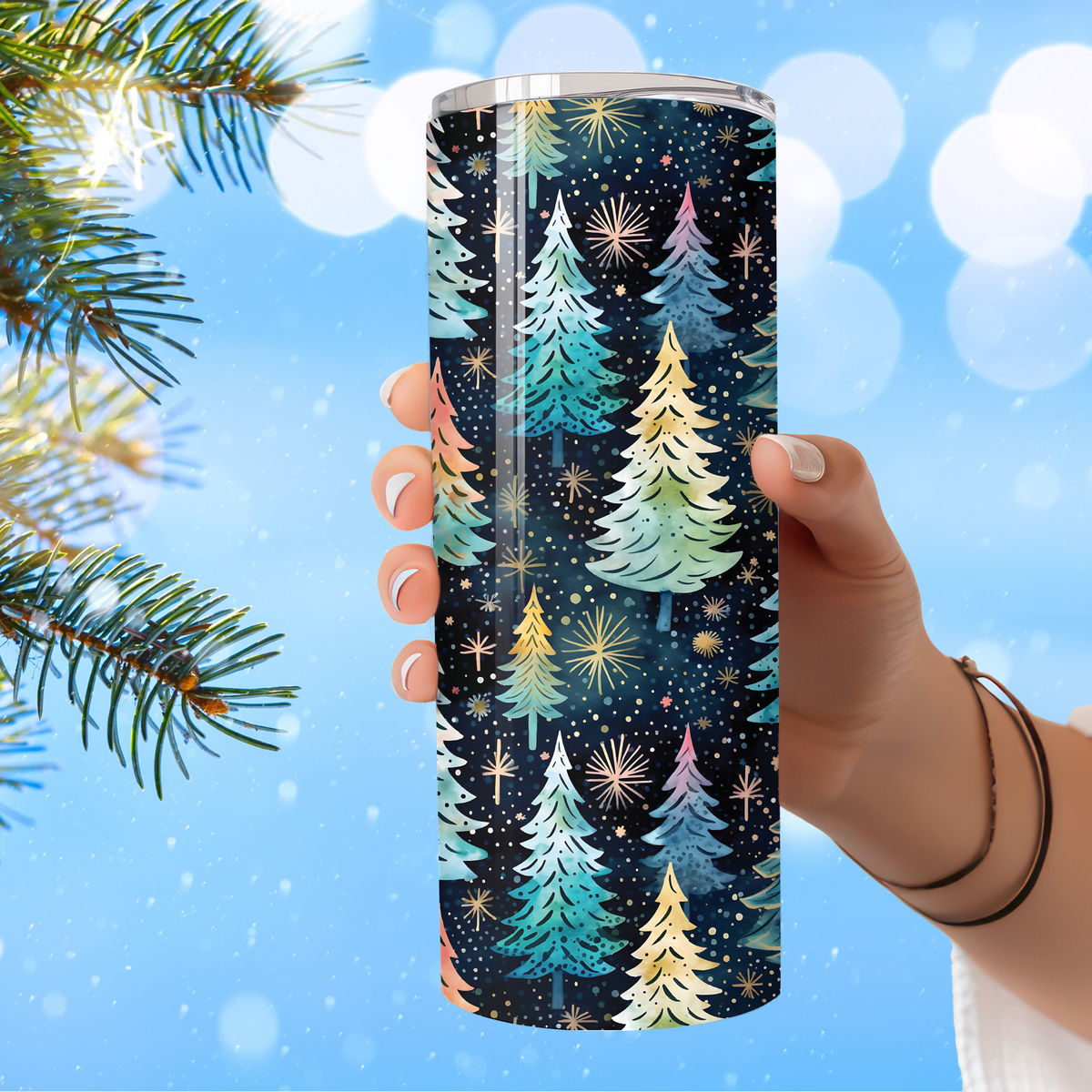 Teal Christmas Tumbler 20 oz 