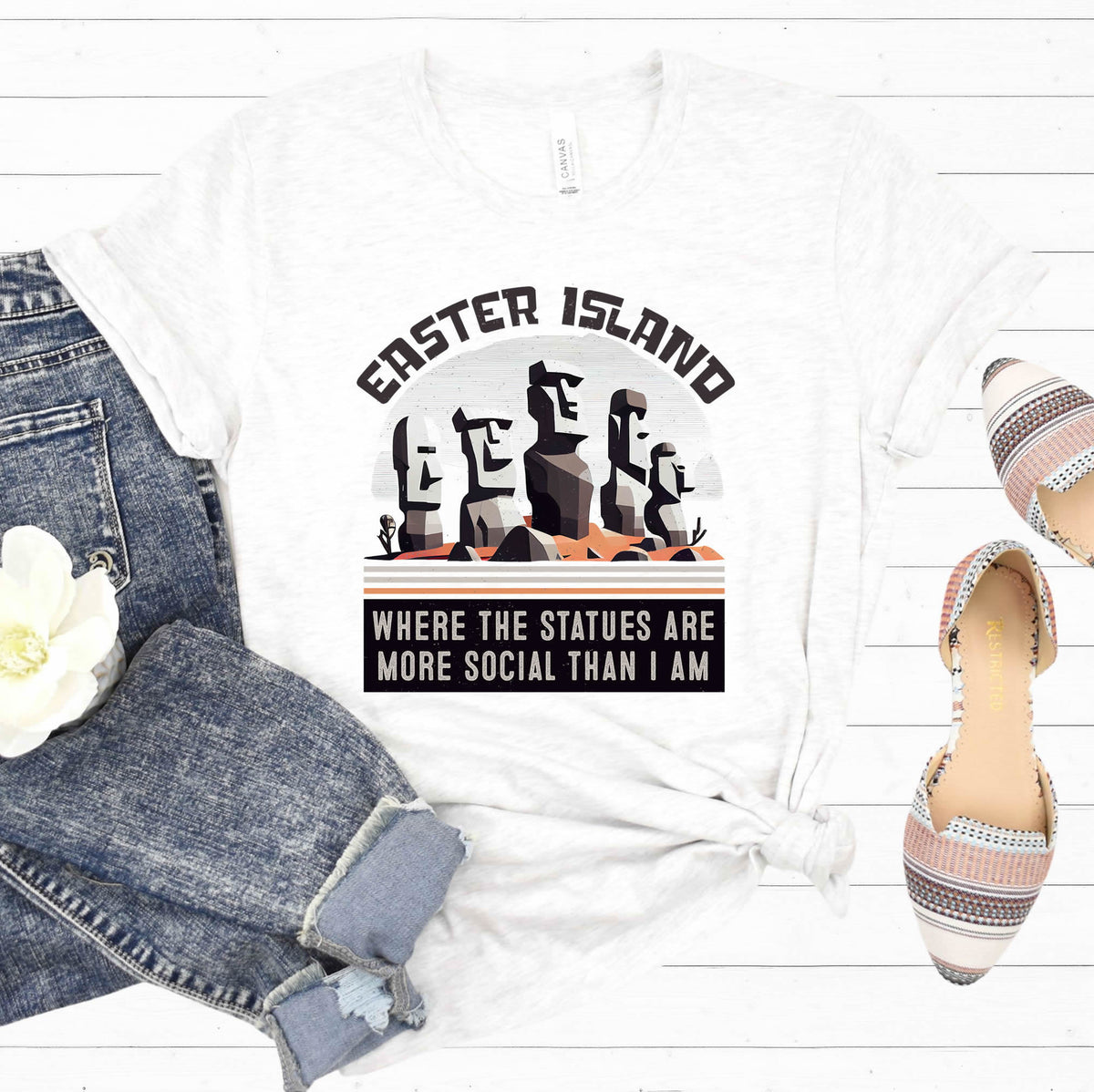 Easter Island Moai Head Introvert Shirt | Funny Antisocial Shirt | Quirky Gifts For Him | Unisex Jersey T-shirt