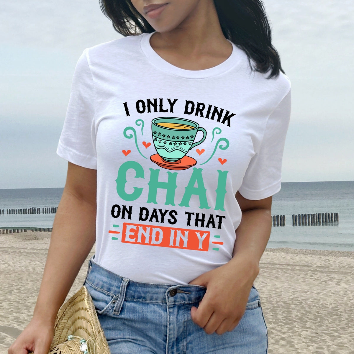 I Only Drink Chai Funny Chai Tea Shirt | Tea Lover Gift | Unisex Jersey T-shirt