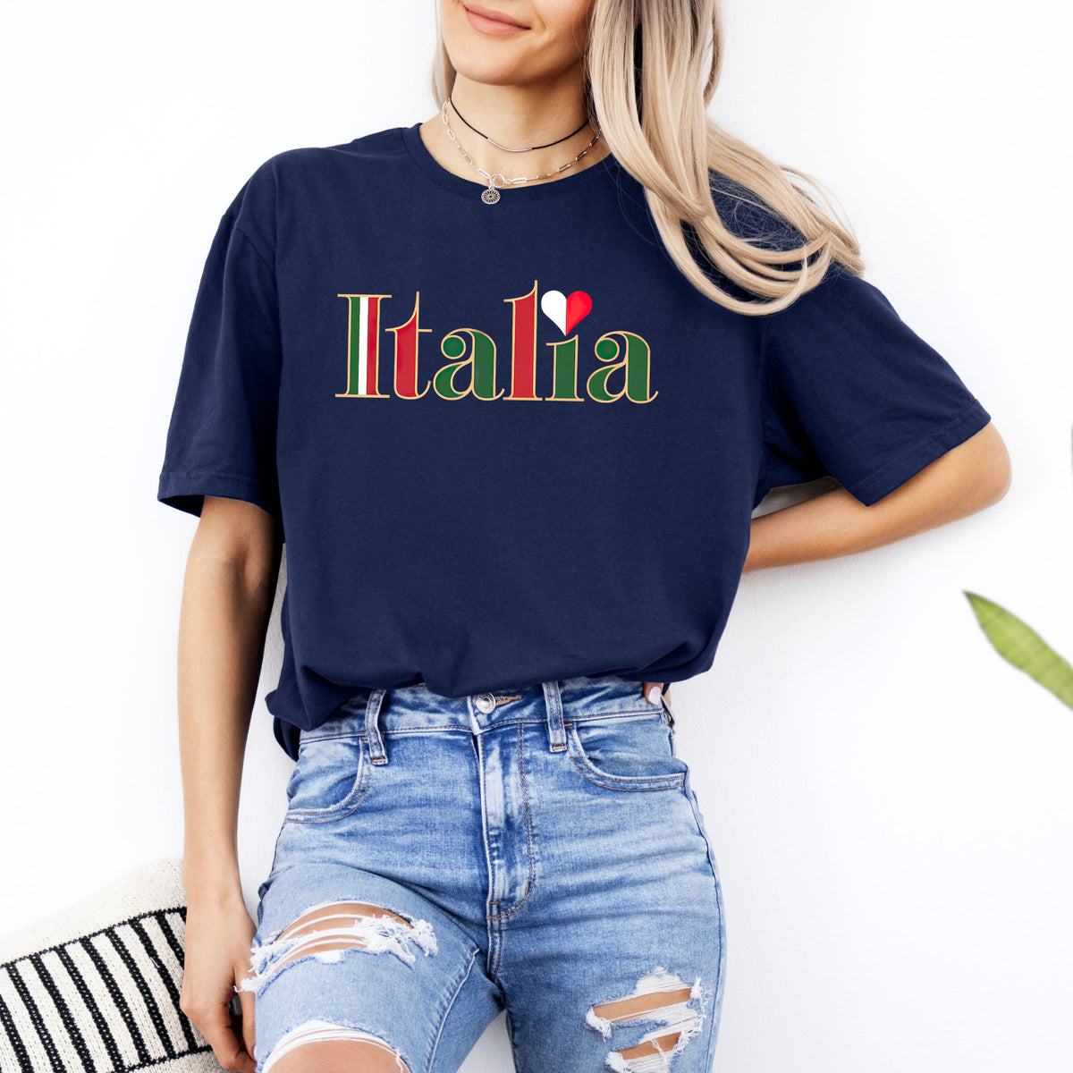 Italia Italy Flag Shirt | Navy Unisex Jersey T-shirt