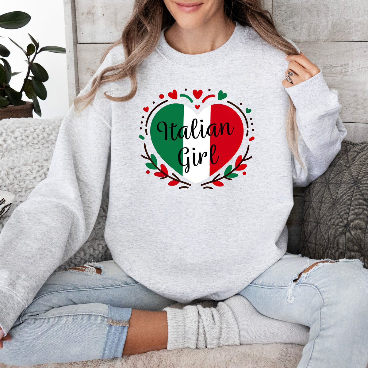 Italian Girl Cute Italy Trip shirt | Italy Lover Shirt | Sport Grey Sweatshirt