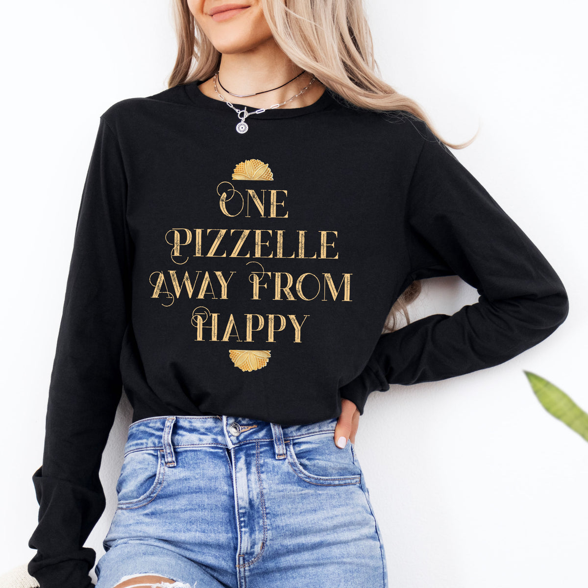 One Pizzelle Away From Happy Italian Christmas Shirt | Black Long Sleeve Tee