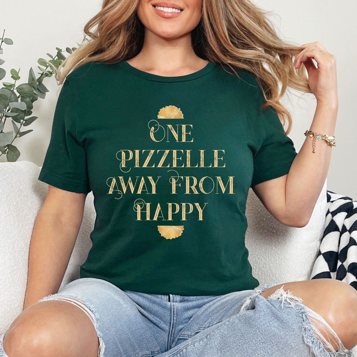 One Pizzelle Away From Happy Italian Christmas Shirt | Pizzelle Cookie T-shirt | Italy Lover Baking Gift