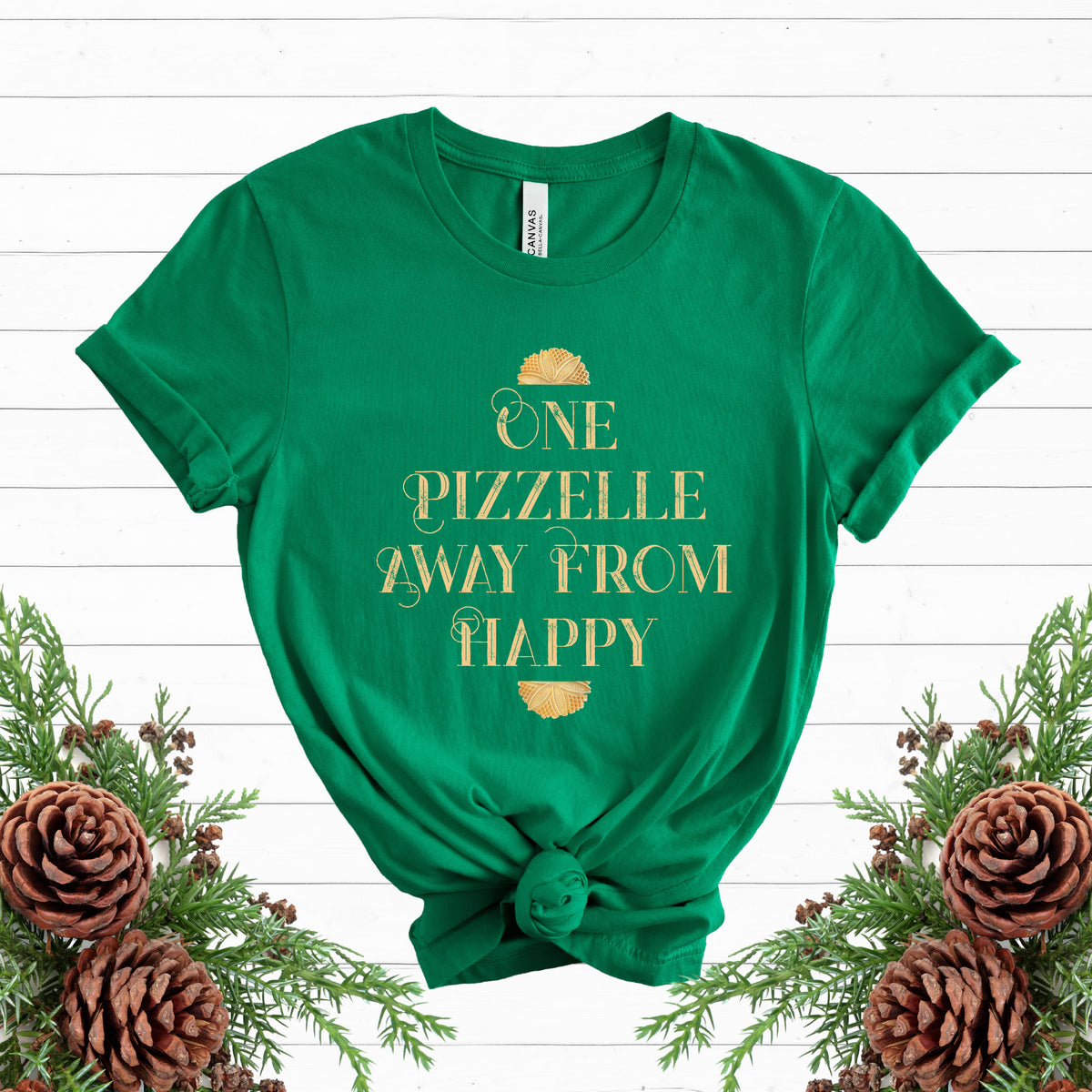 One Pizzelle Away From Happy Italian Christmas Shirt | Pizzelle Cookie T-shirt | Italy Lover Baking Gift