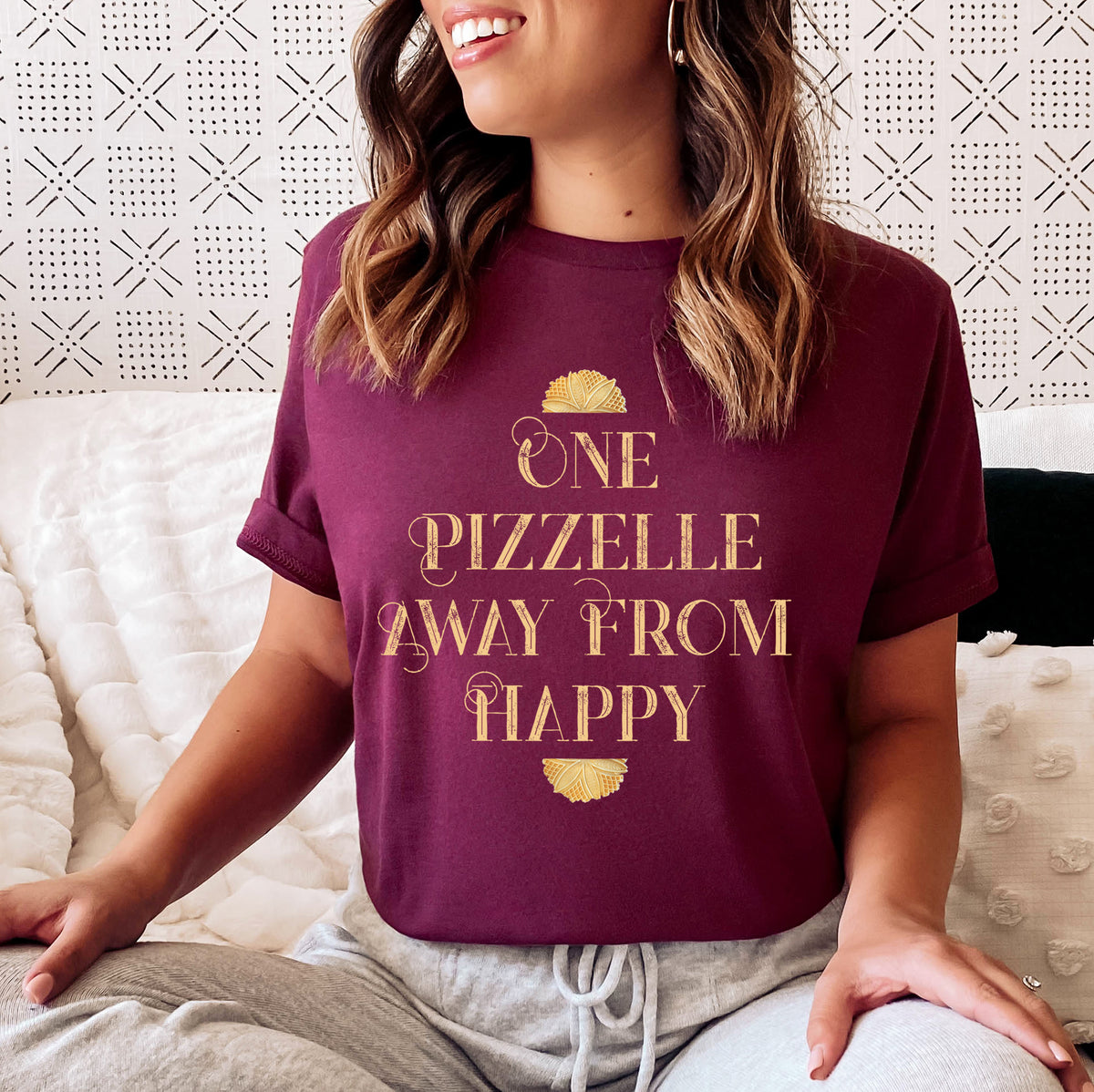 One Pizzelle Away From Happy Italian Christmas Shirt | Pizzelle Cookie T-shirt | Italy Lover Baking Gift