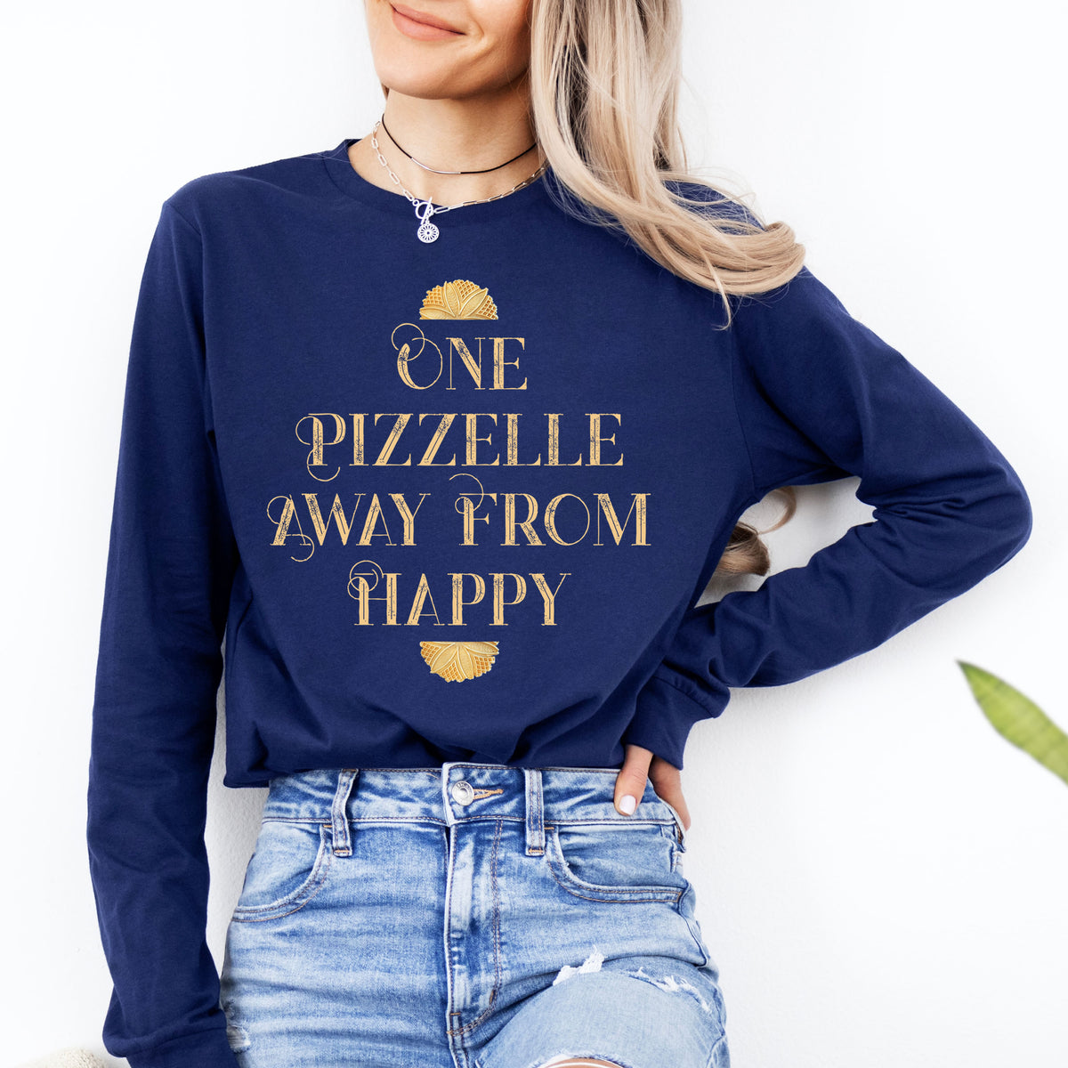 One Pizzelle Away From Happy Italian Christmas Shirt | Pizzelle Cookie Long Sleeve Tee | Italy Lover Baking Gift