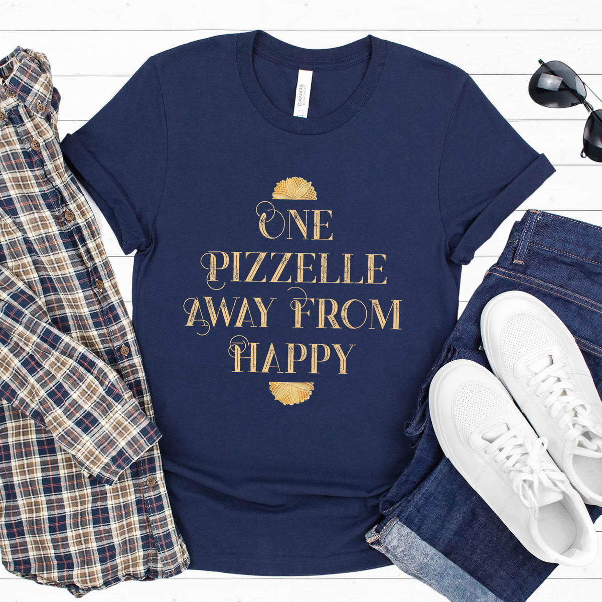 One Pizzelle Away From Happy Italian Christmas Shirt | Pizzelle Cookie T-shirt | Italy Lover Baking Gift