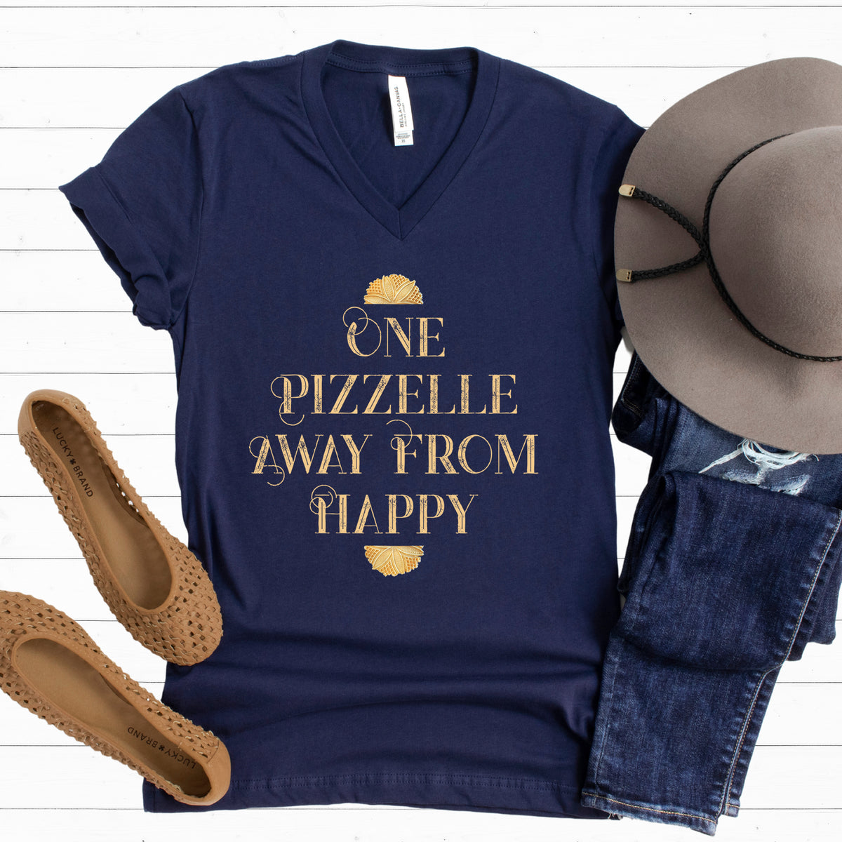 One Pizzelle Away From Happy Italian Christmas Shirt | Pizzelle Cookie V-neck Shirt | Italy Lover Baking Gift