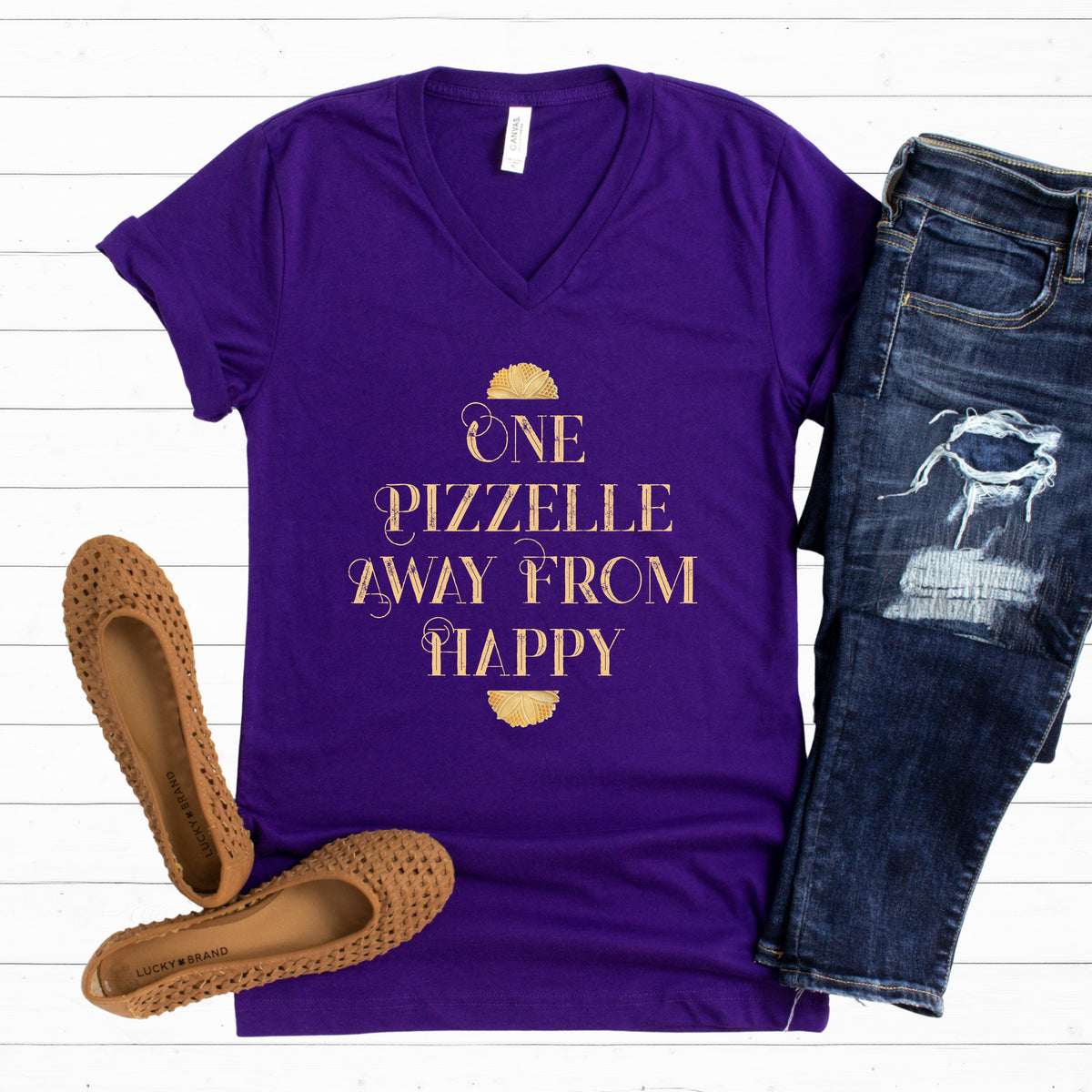 One Pizzelle Away From Happy Italian Christmas Shirt | Pizzelle Cookie V-neck Shirt | Italy Lover Baking Gift