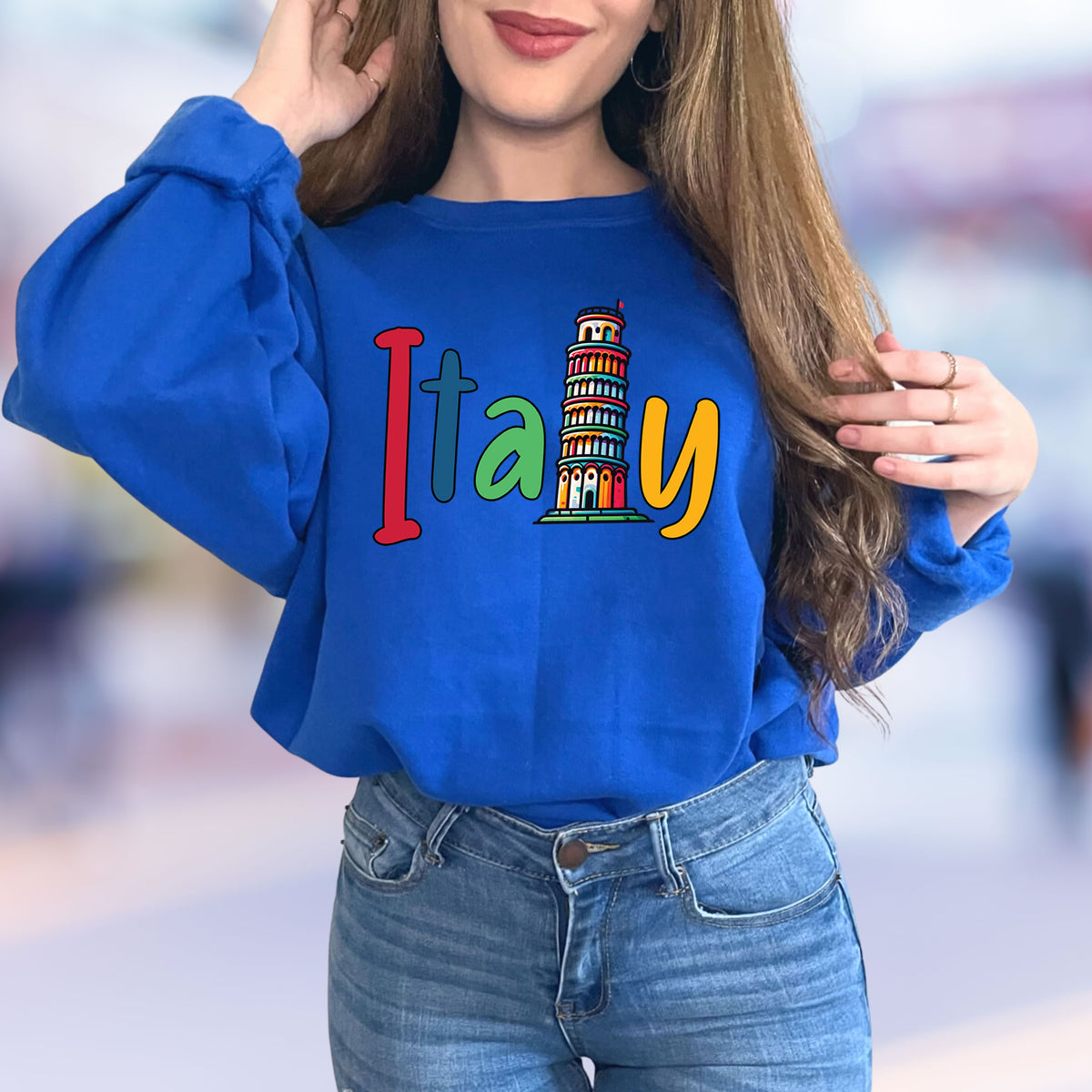 Cute Italy Trip shirt | Italy Vacation Shirt  | Royal Blue Crewneck Sweatshirt