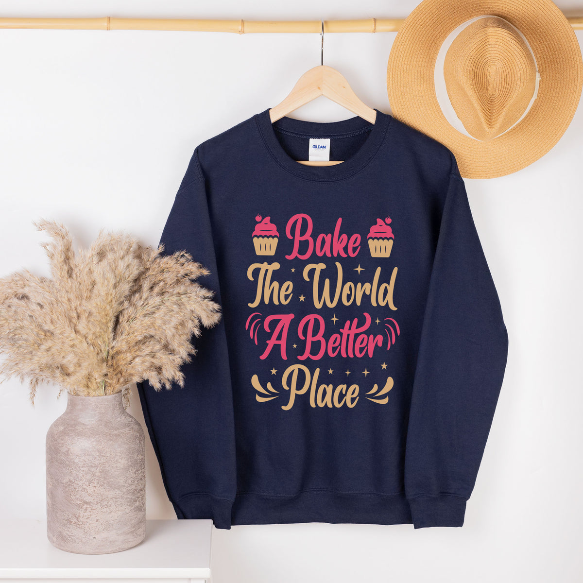 Bake the World a Better Place Baking Shirt | Navy Unisex Crewneck Sweatshirt